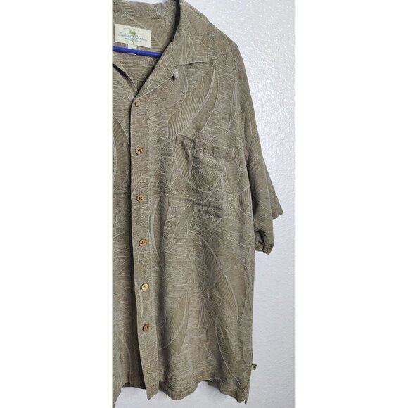 Island Shores 100% Silk Men's brown Tropical Button down. Size XL - Picture 4 of 10